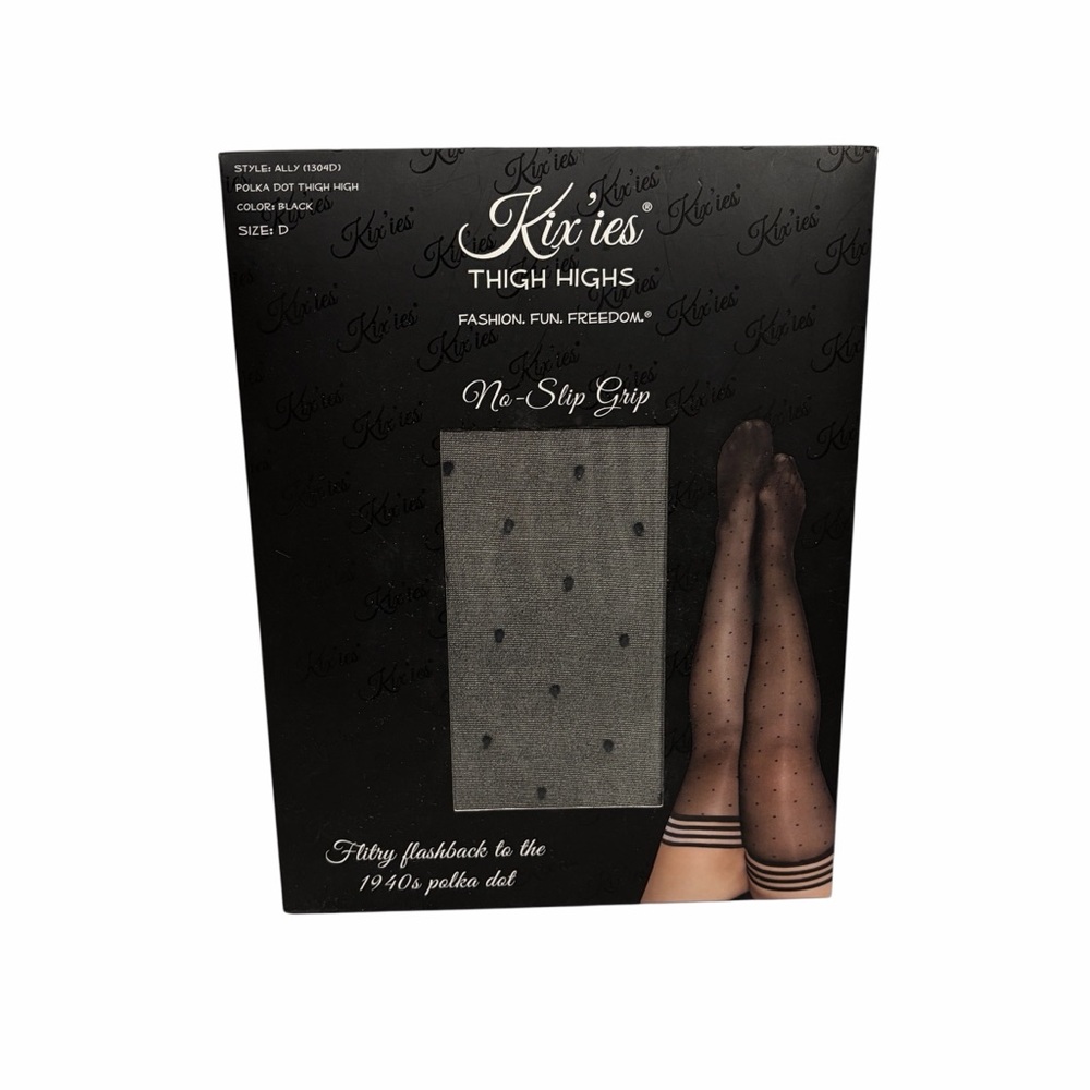 Kix'ies Ally Black Polka Dot Thigh Highs - Size D